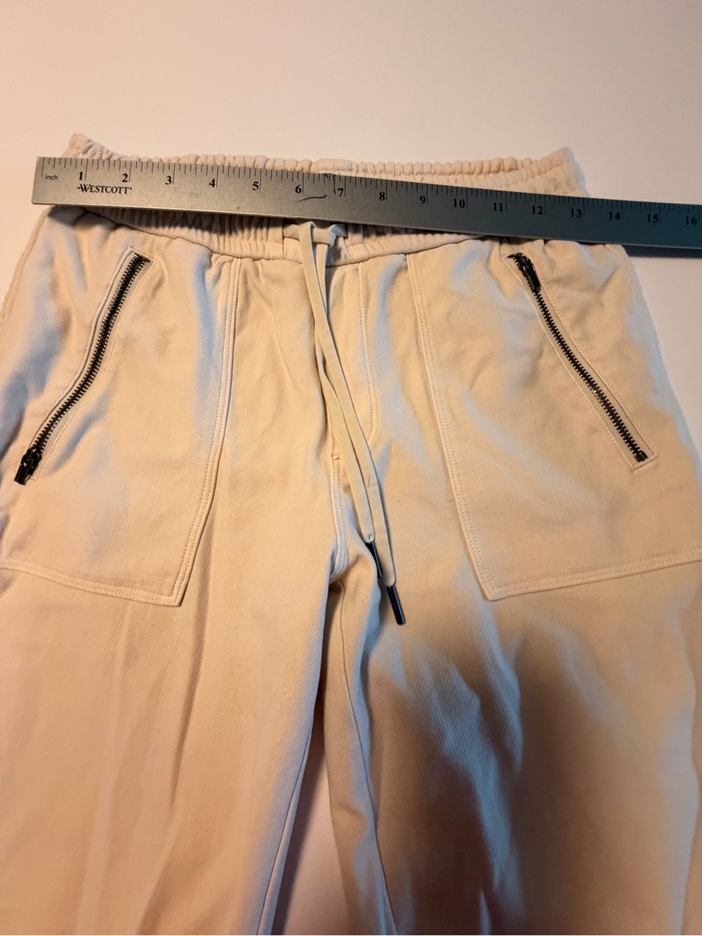 Athleta Joggers Lounge, Ivory Color, Elastic and Zip Waist and Cuffs, Sz 0 - Picture 7 of 8